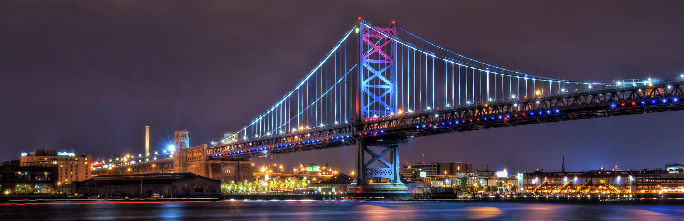 Bridge Ben Franklin Lit bridge at night